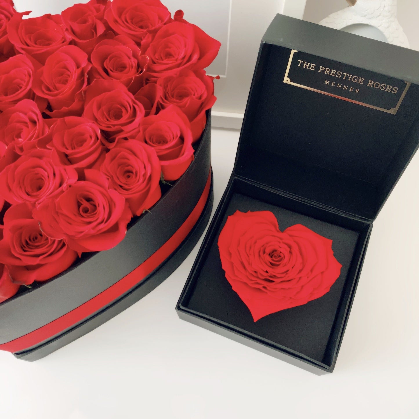 caja de rosa eterna corazon